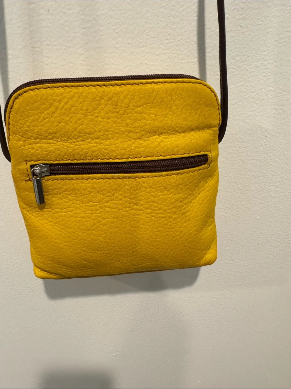 Florence Italy Yellow Pebbled Leather Crossbody Bag Gold Florentine Lily Logo